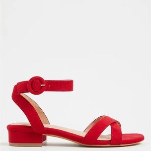 RED FAUX SUEDE SANDALS